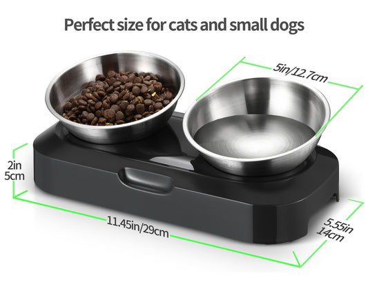 Twin Anti Slip Stainless Steel Pet Bowl