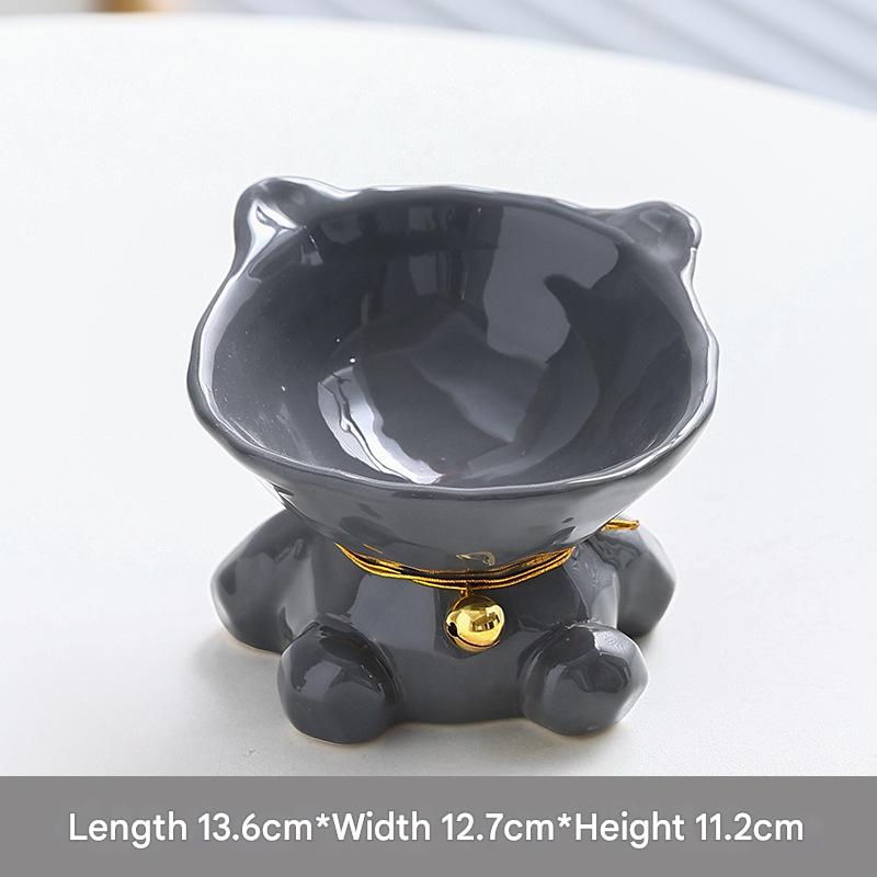 Gray Cute Ceramic Cat Bowl