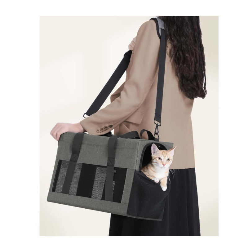 Pet Carrier for Small Cats & Dogs - Collapsible Travel Bag (BLACK)