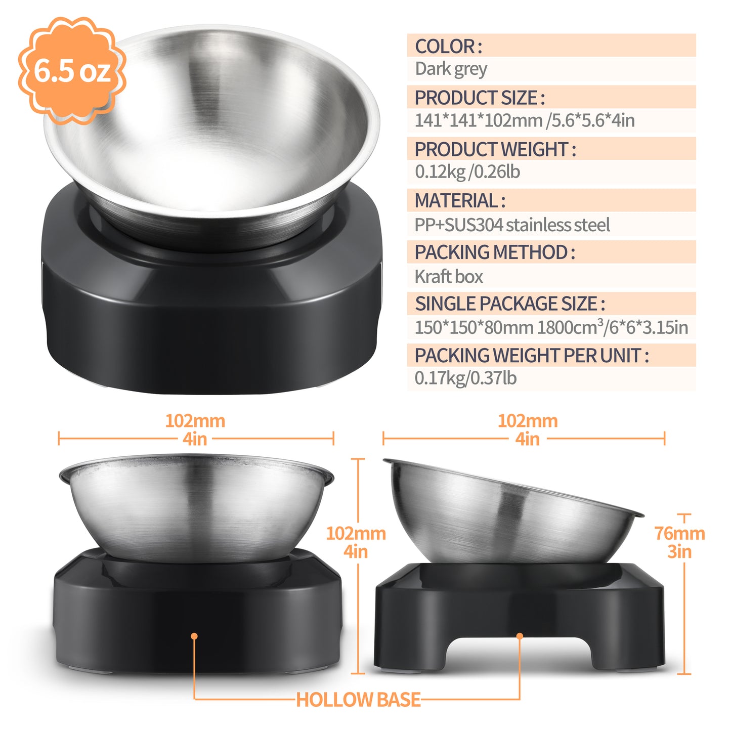 Anti Slip Stainless Steel Pet Bowl x2