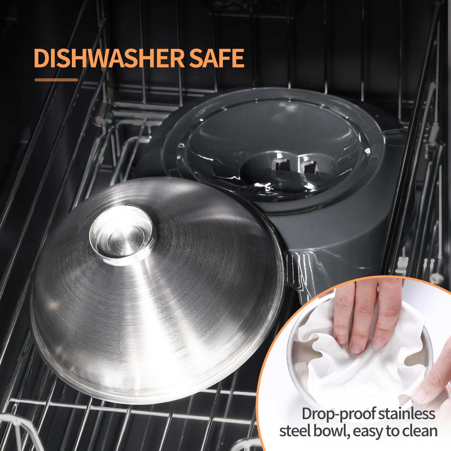 Anti Slip Stainless Steel Pet Bowl x2