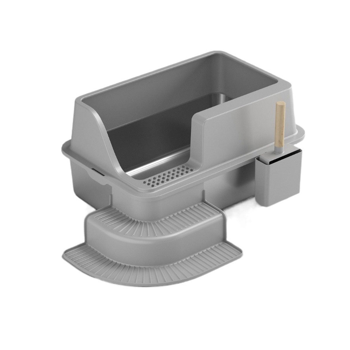 Semi Enclosed Large Stainless Steel Cat Litter Box Durable Easy Clean