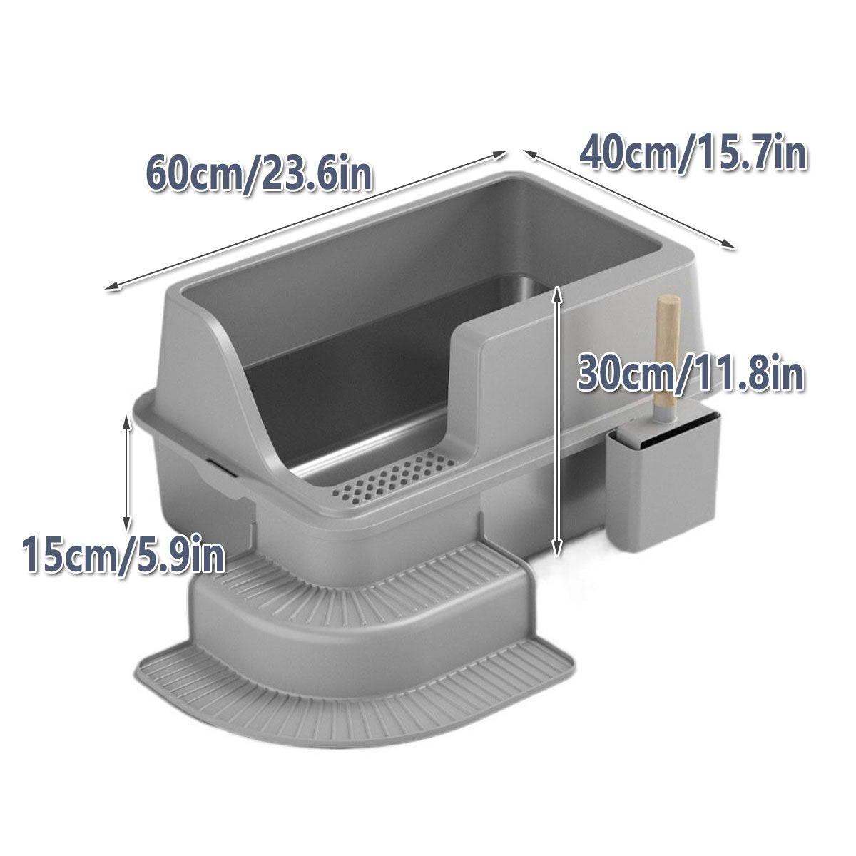 Semi Enclosed Large Stainless Steel Cat Litter Box Durable Easy Clean