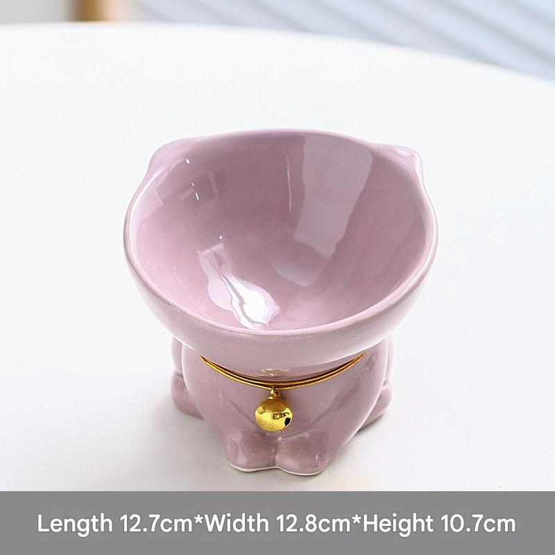 Purple Cute Ceramic Cat Bowl