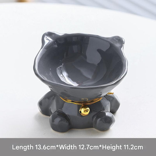Gray Cute Ceramic Cat Bowl