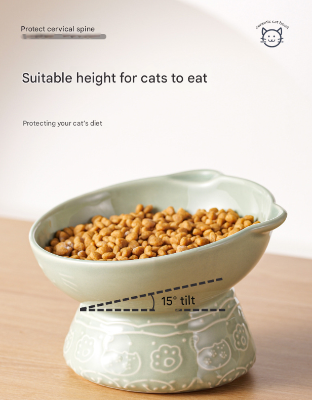 Light Blue Vintage Slow Feeder Ceramic Pet Bowl - Anti-Choke Wide-Mouth Design