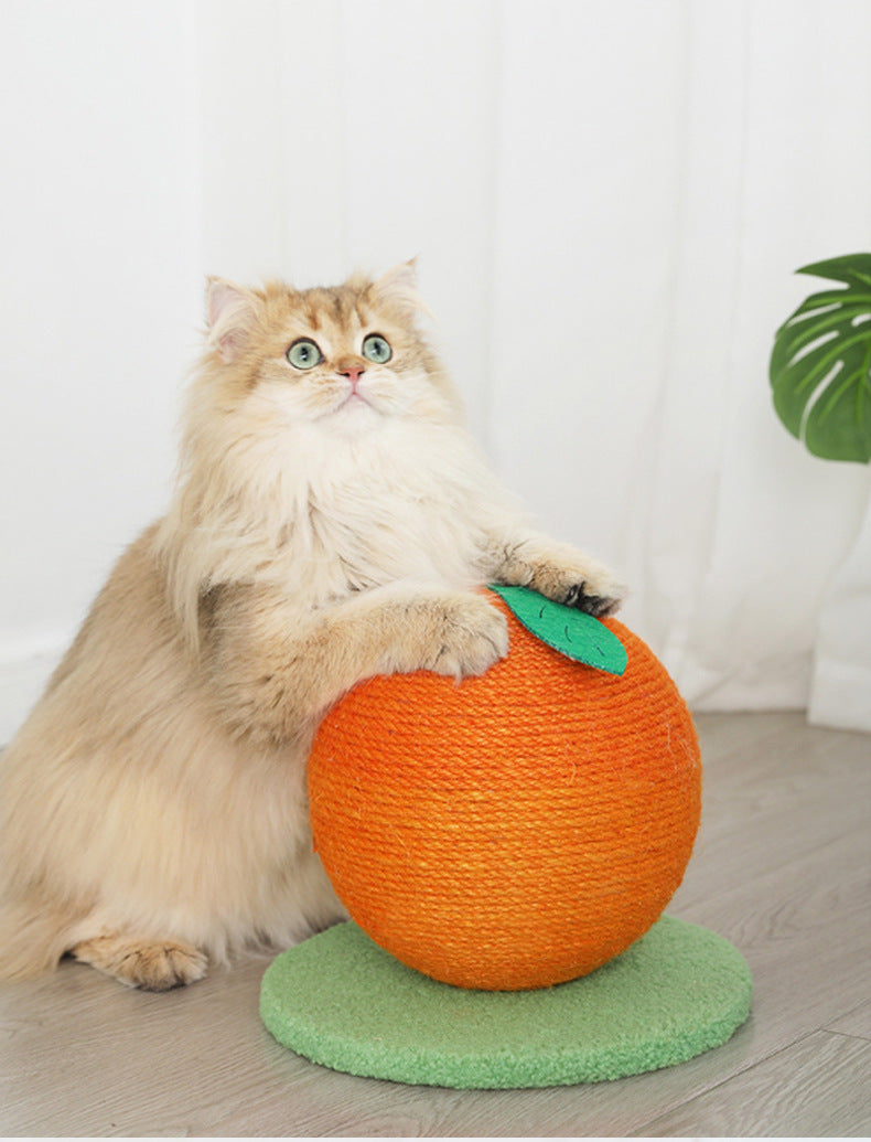 Orange And Green Base Fun Fruit Shaped Sisal Cat Scratcher Ball