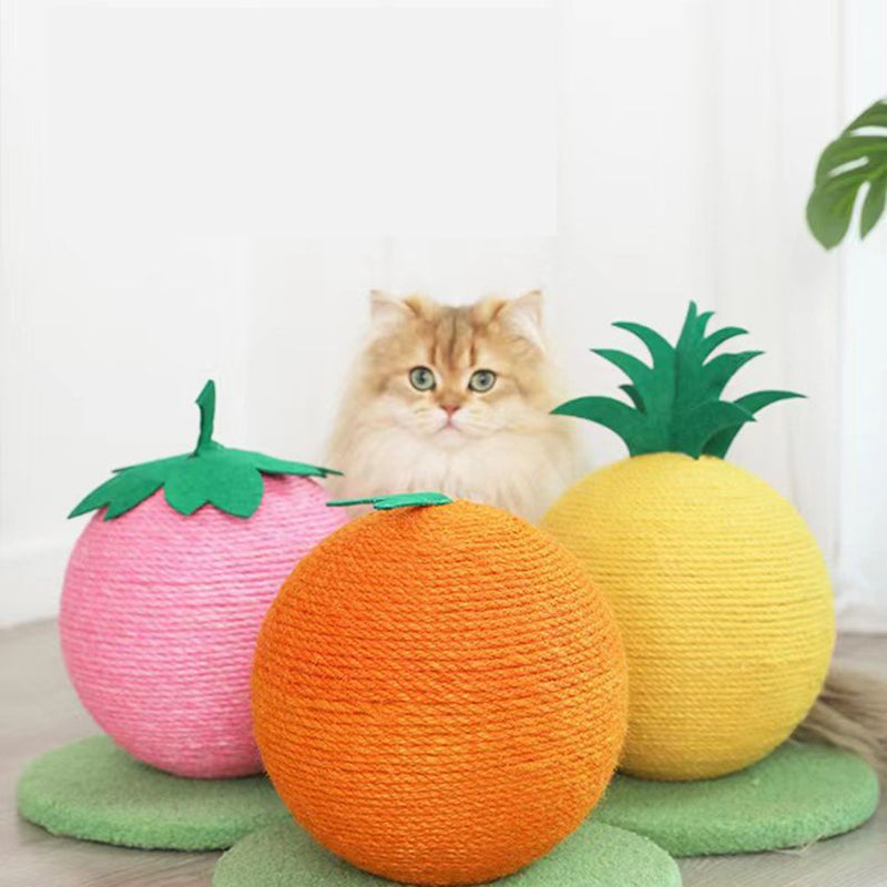 Orange And Green Base Fun Fruit Shaped Sisal Cat Scratcher Ball