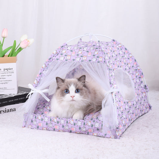 S 35*35CM The Pet Purple Cat Cooling Summer Pet Tent
