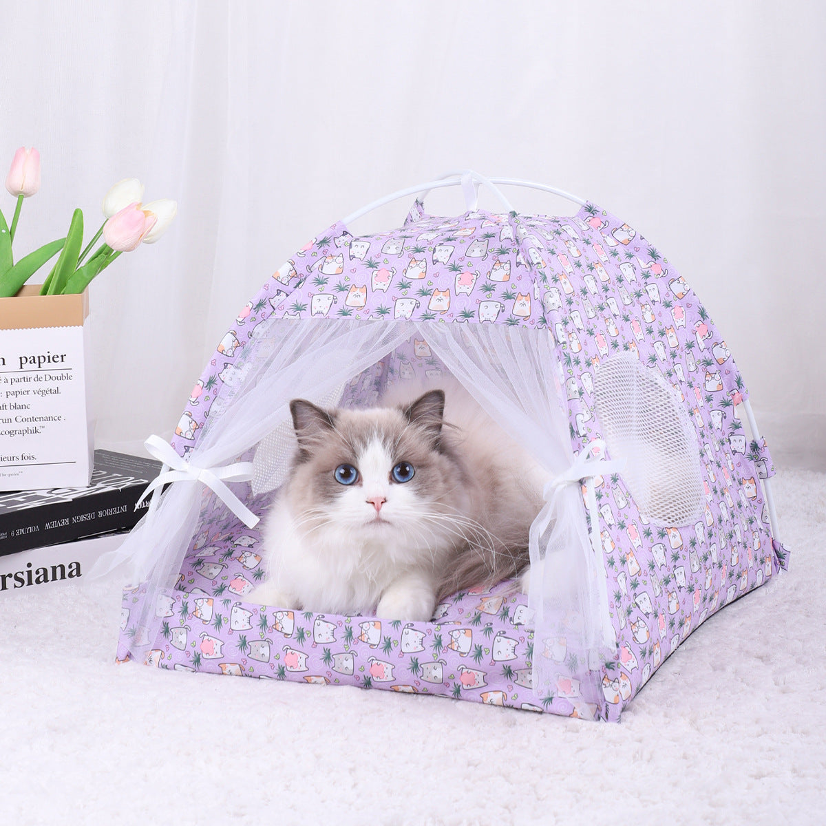M 40*40CM The Pet Purple Cat Cooling Summer Pet Tent