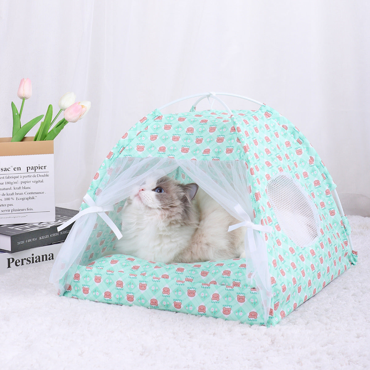 M 40*40CM The Pet Green Bear Cooling Summer Pet Tent