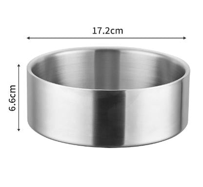 Silver Stainless Steel Pet Bowl (32oz) - Non-Slip
