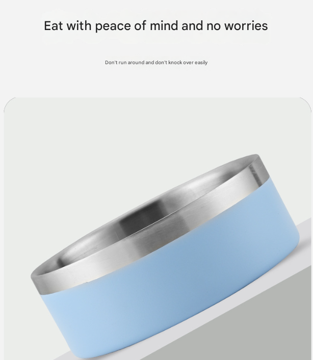 Silver Stainless Steel Pet Bowl (32oz) - Non-Slip