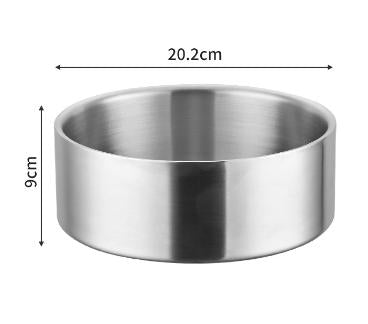 Silver Stainless Steel Pet Bowl (64oz) - Non-Slip