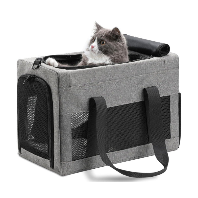 Pet Carrier for Small Cats & Dogs - Collapsible Travel Bag (GREY)