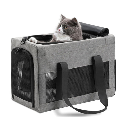Pet Carrier for Small Cats & Dogs - Collapsible Travel Bag (GREY)