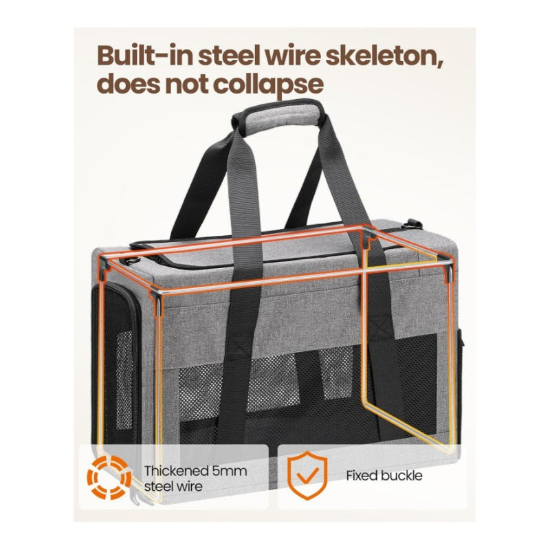 Pet Carrier for Small Cats & Dogs - Collapsible Travel Bag (GREY)
