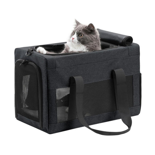 Pet Carrier for Small Cats & Dogs - Collapsible Travel Bag (BLACK)