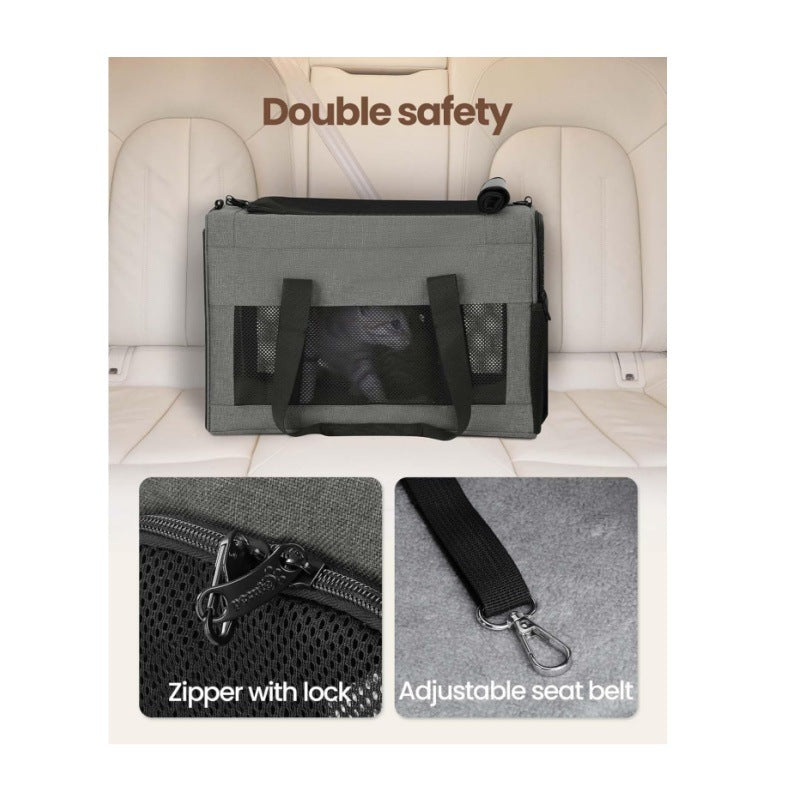 Pet Carrier for Small Cats & Dogs - Collapsible Travel Bag (BLACK)