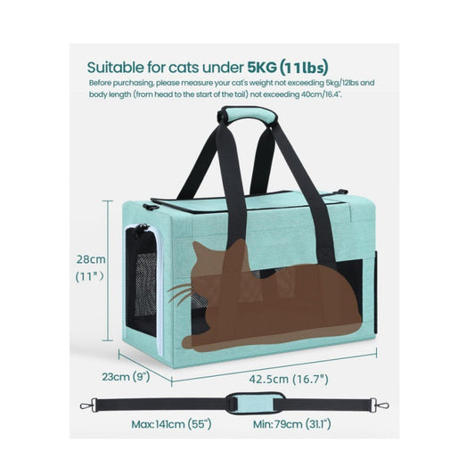 Pet Carrier for Small Cats & Dogs - Collapsible Travel Bag (GREEN)